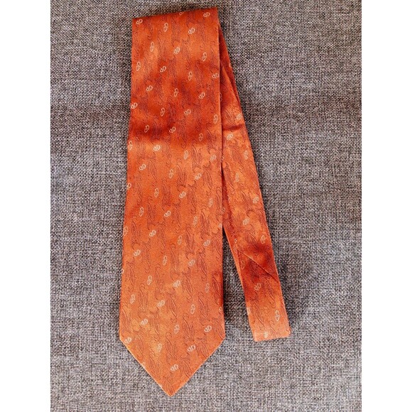 Tie 70s 80s 90s Y2K Mens Joseph Abboud Silk Rust Orange Brown 4 Wide 57 Long - Picture 1 of 6